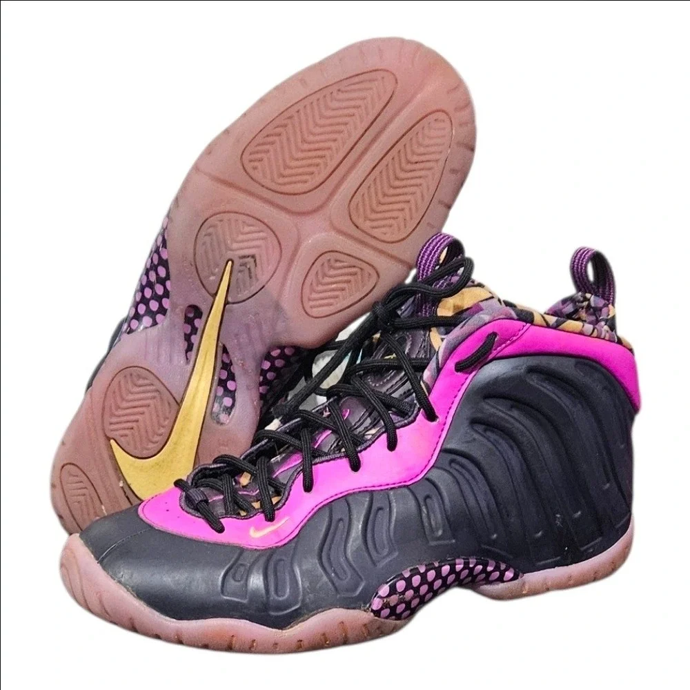 Nike Little Posite One GS Laser Fuchsia Black Kids Basketball Shoes 644791-011